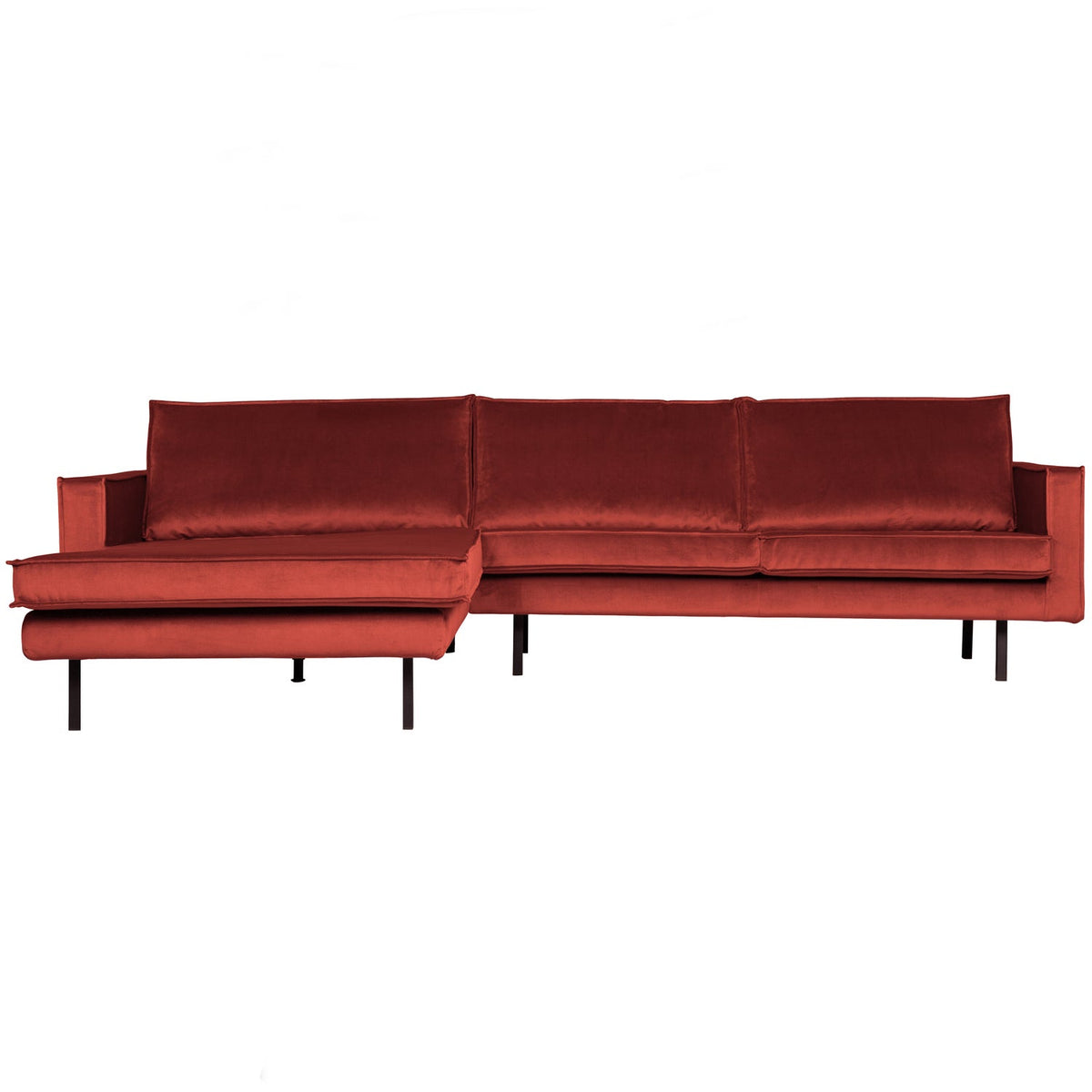 Woood | Chaise longue Rodeo links velvet kastanjebruin