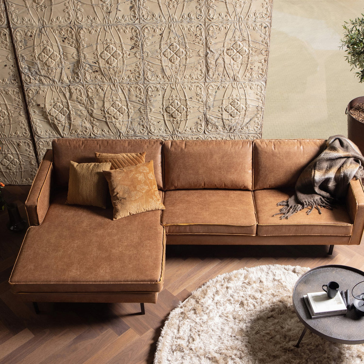 Woood | Chaise longue Rodeo links ecoleer cognac