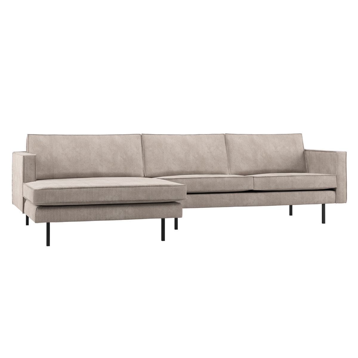 Woood | Chaise longue Rodeo links ribstof donkerzand
