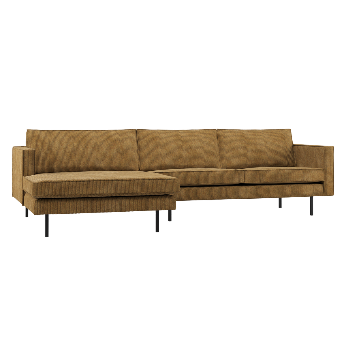 Woood | Chaise longue Rodeo links ribstof honinggeel