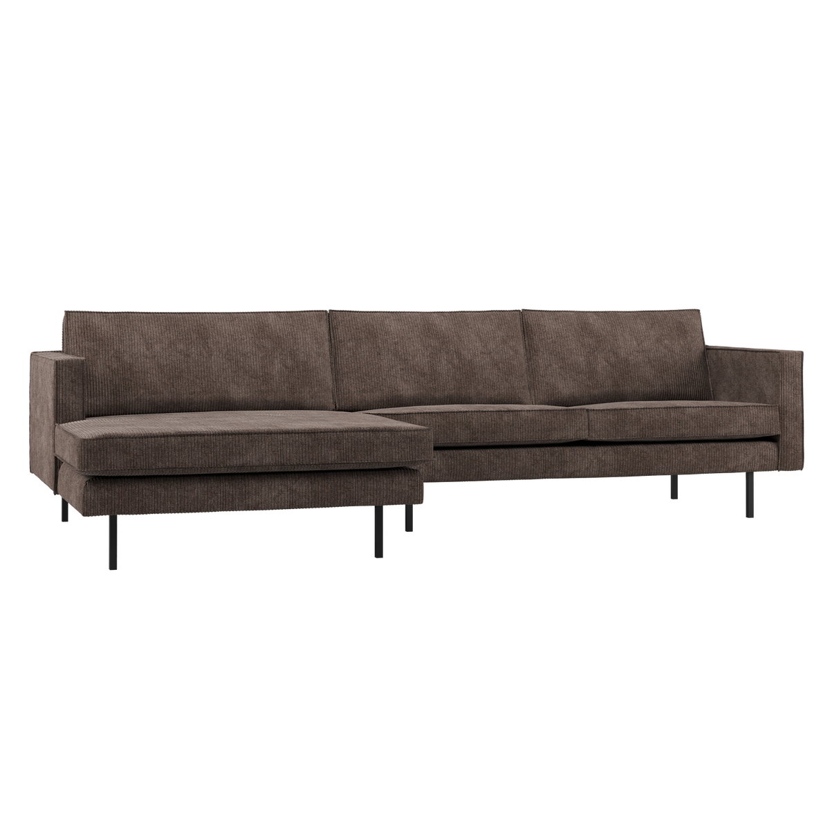 Woood | Chaise longue Rodeo links ribstof bruin