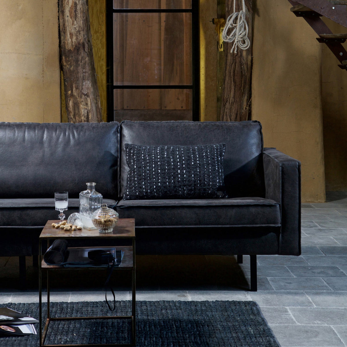 Woood | Chaise longue Rodeo links ecoleer zwart