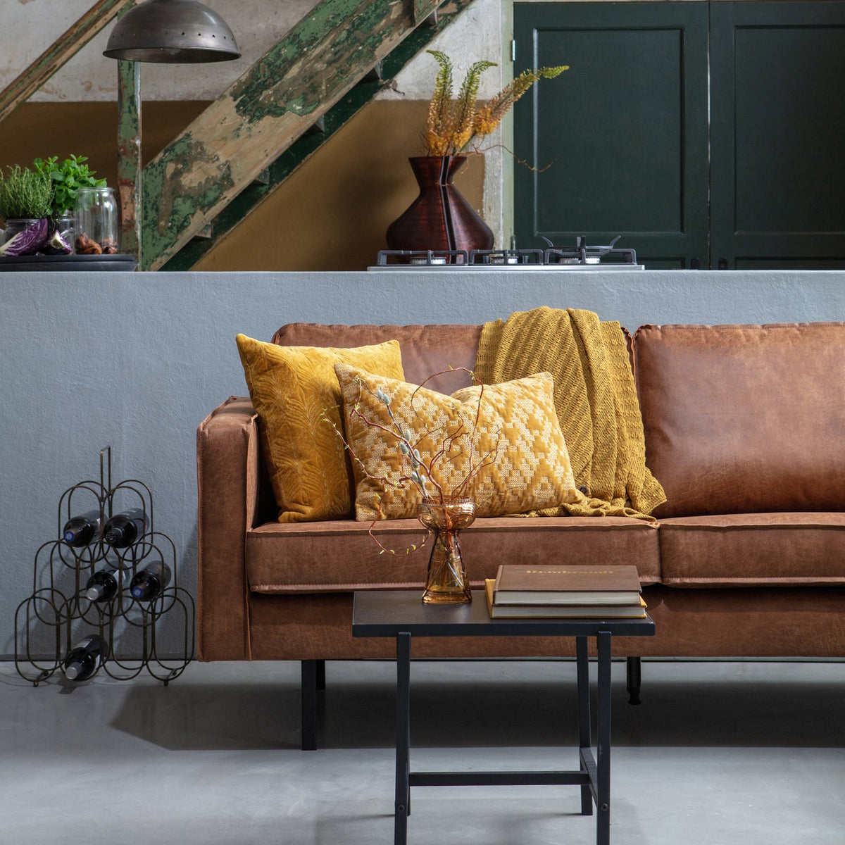 Woood | Hoekbank Rodeo rechts ecoleer cognac