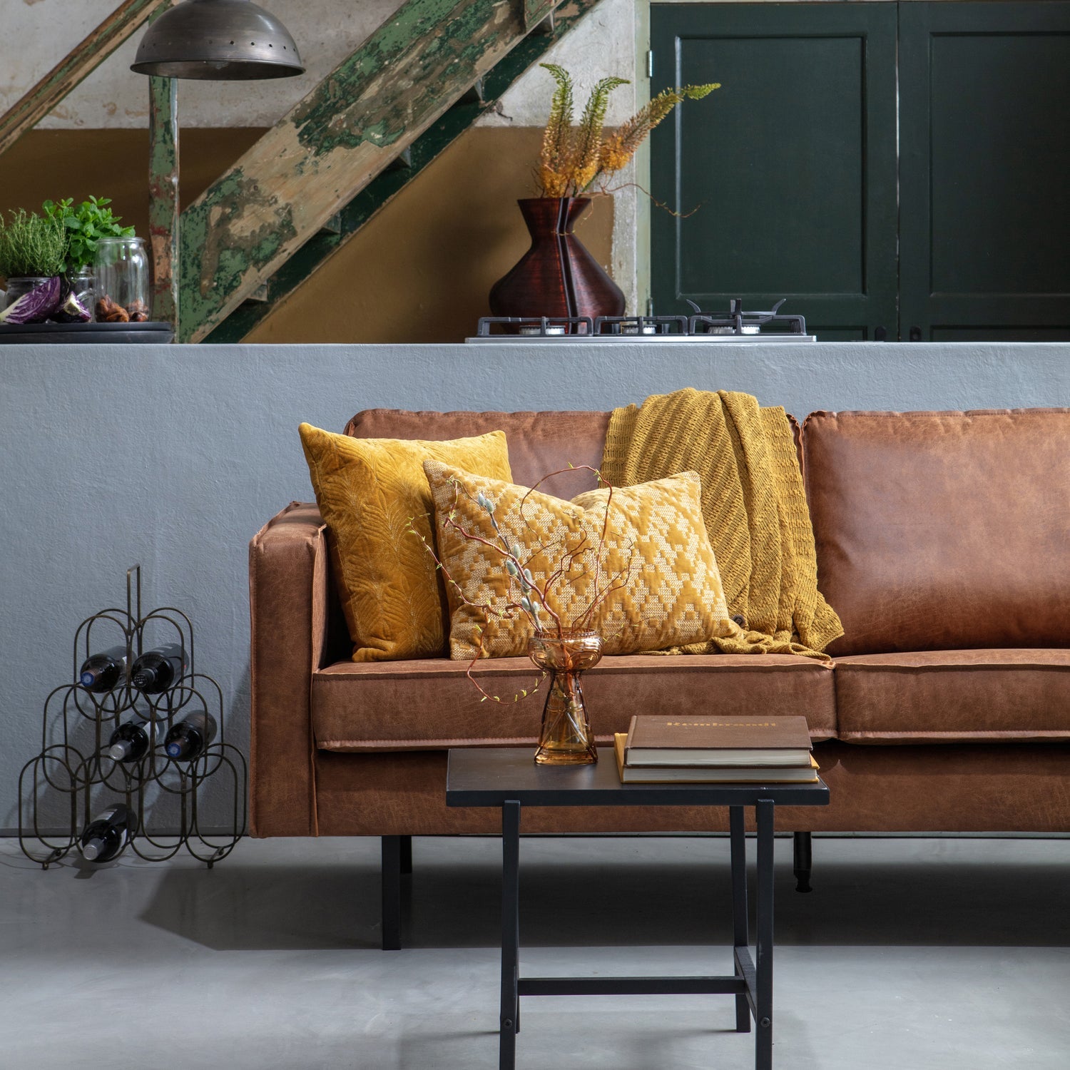 Woood | Hoekbank Rodeo rechts ecoleer cognac
