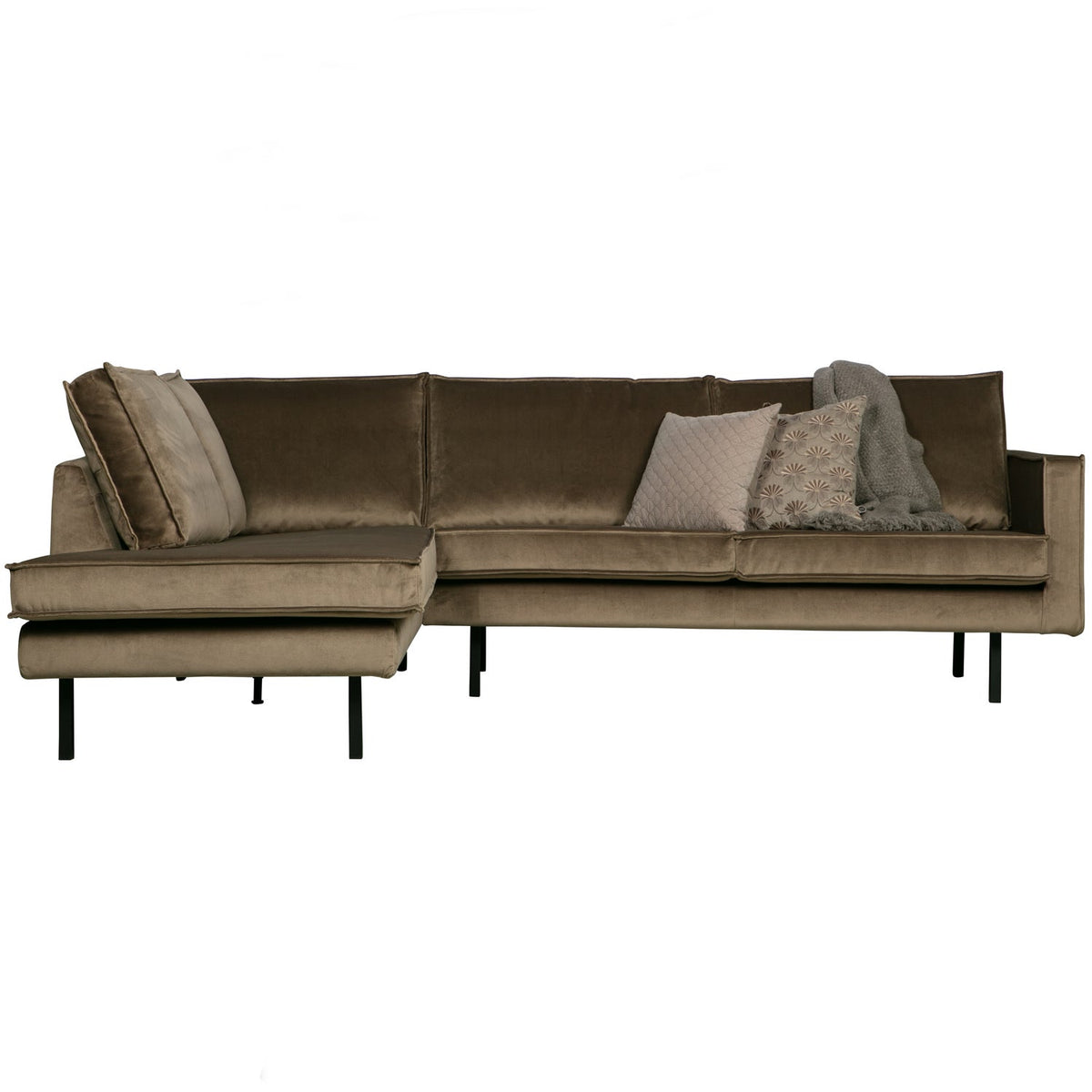Woood | Hoekbank Rodeo links velvet taupe
