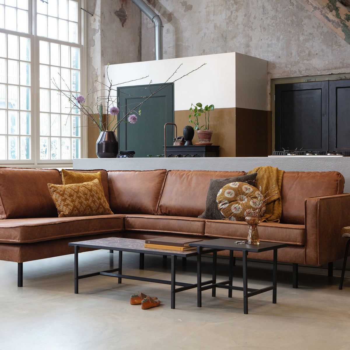 Woood | Hoekbank Rodeo links ecoleer cognac
