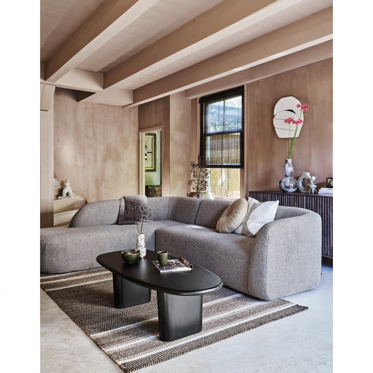 Woood | Hoekbank Sloping links lichtbruin melange