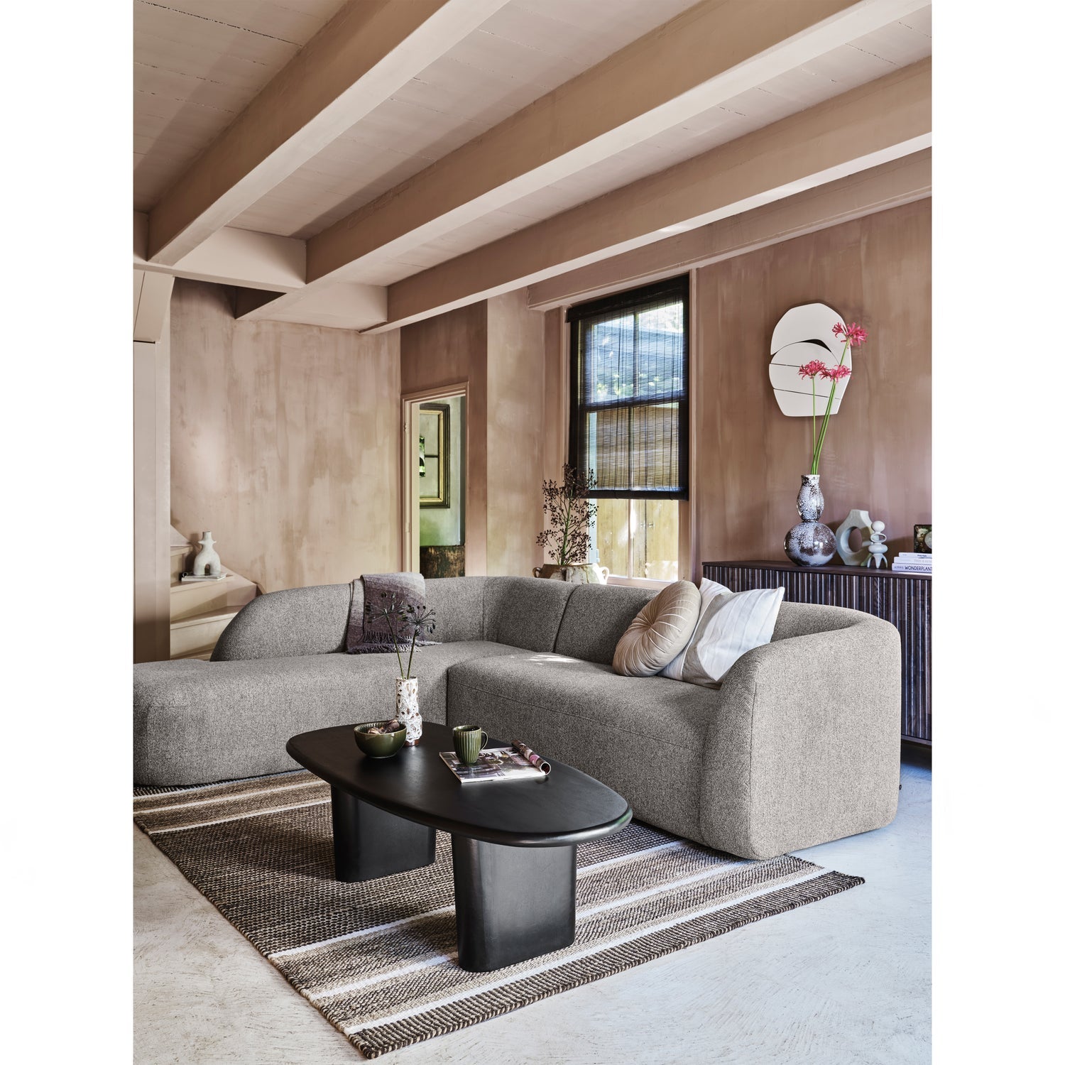 Woood | Hoekbank Sloping links grijs melange
