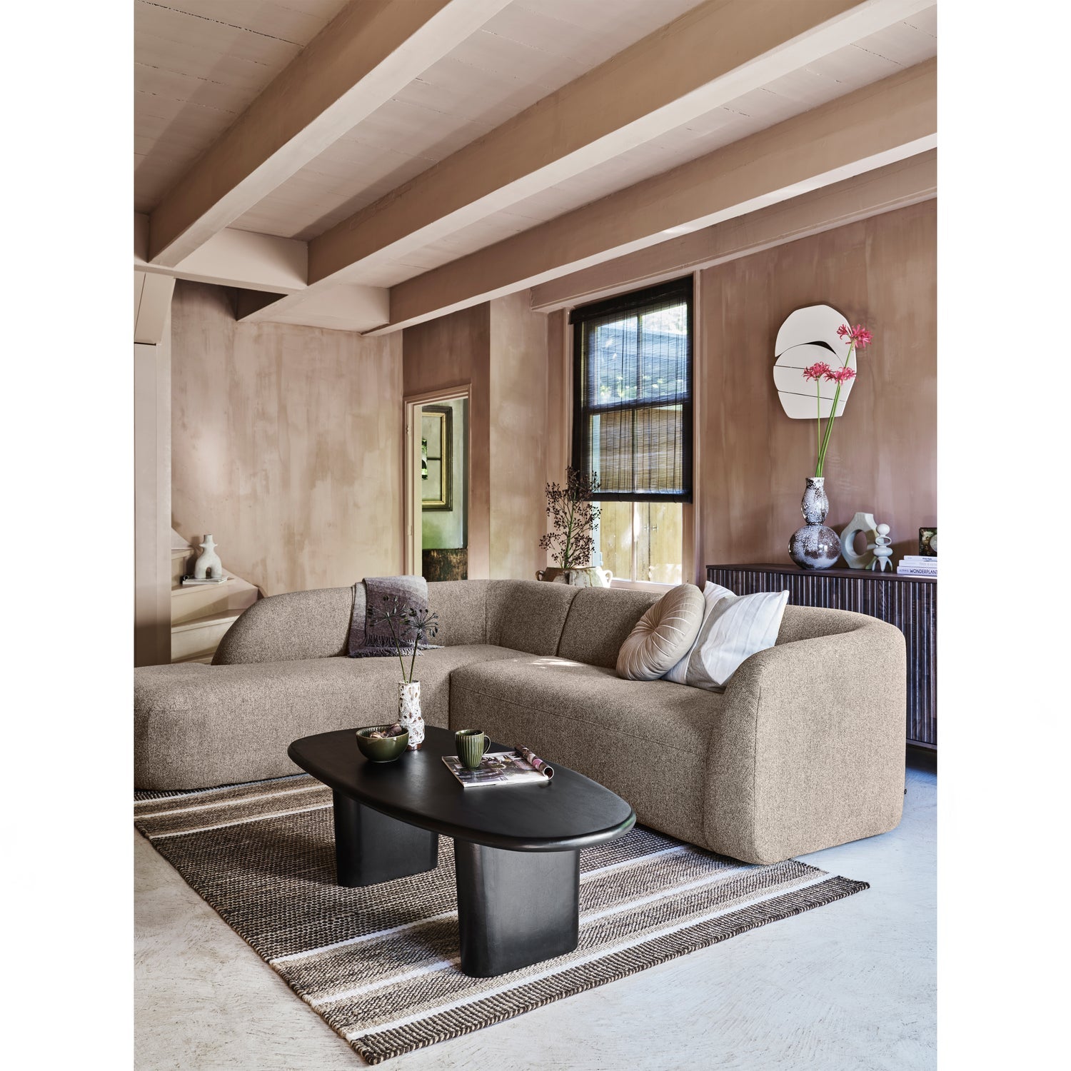 Woood | Hoekbank Sloping links naturel melange