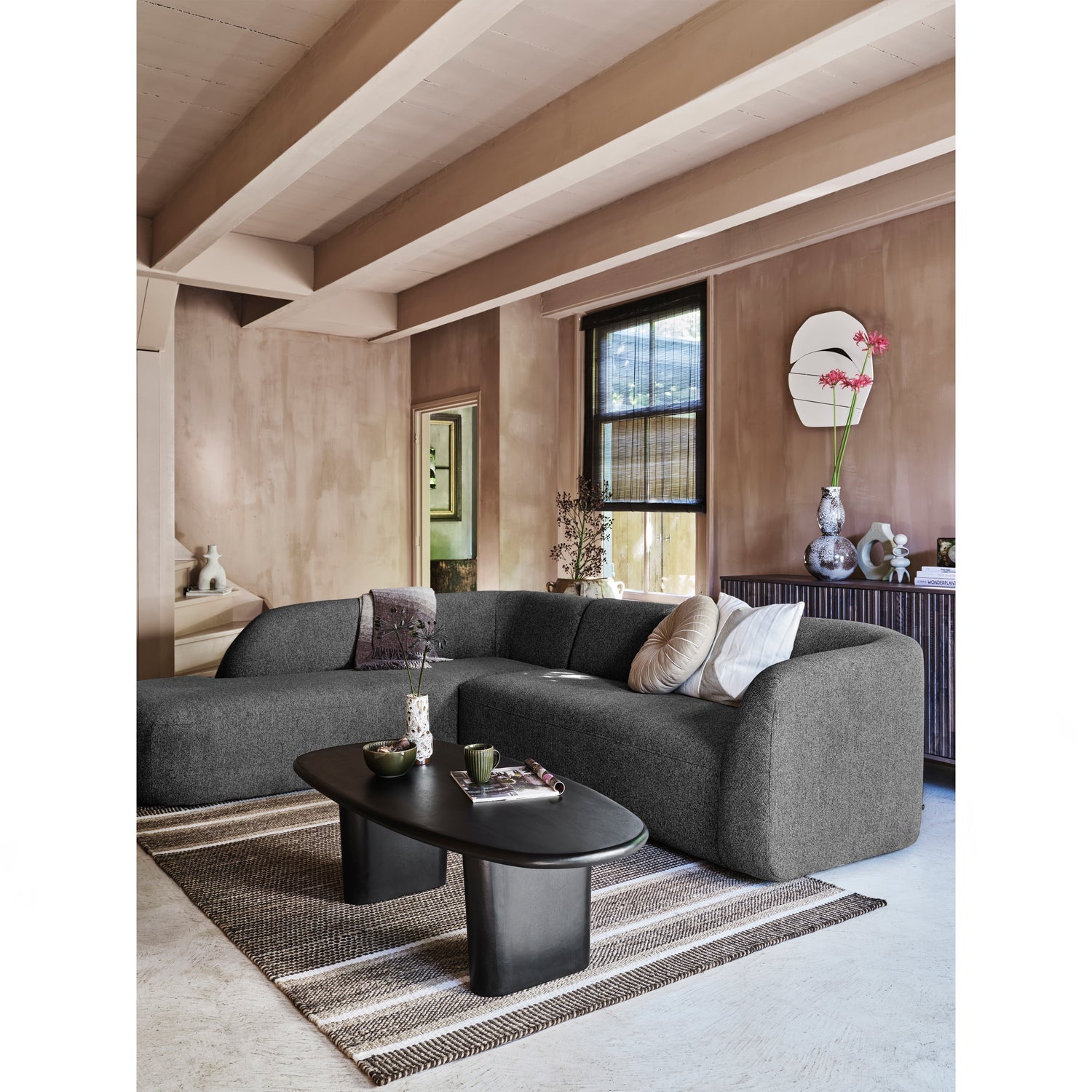 Woood | Hoekbank Sloping links grijs/zwart melange