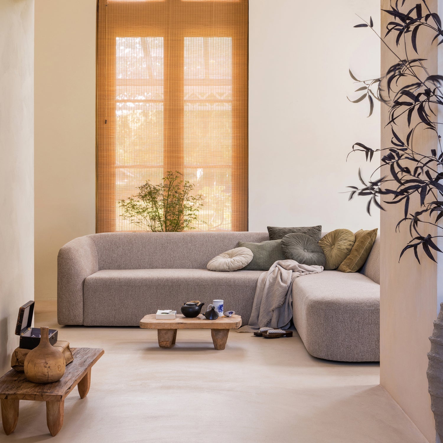 Woood | Hoekbank Sloping rechts naturel melange