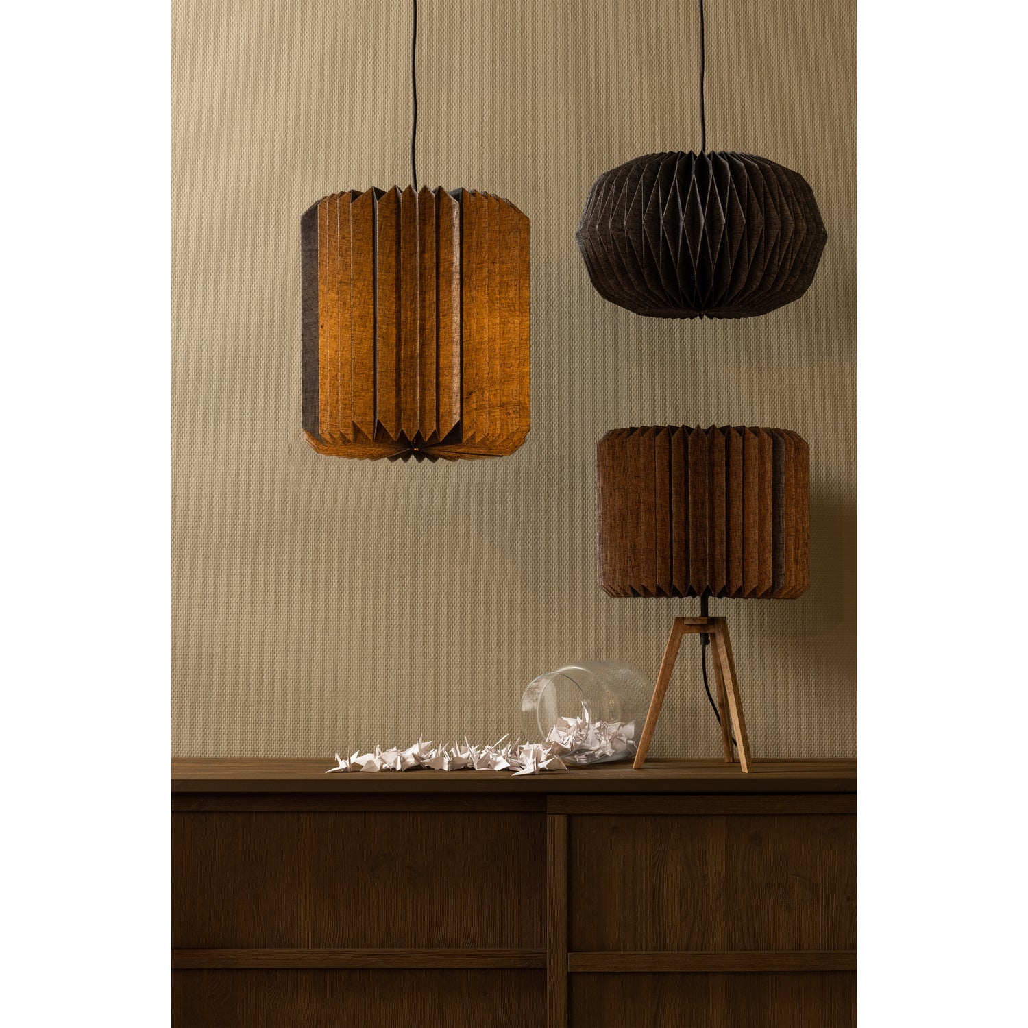 Woood | Hanglamp Bones papier naturel/zwart