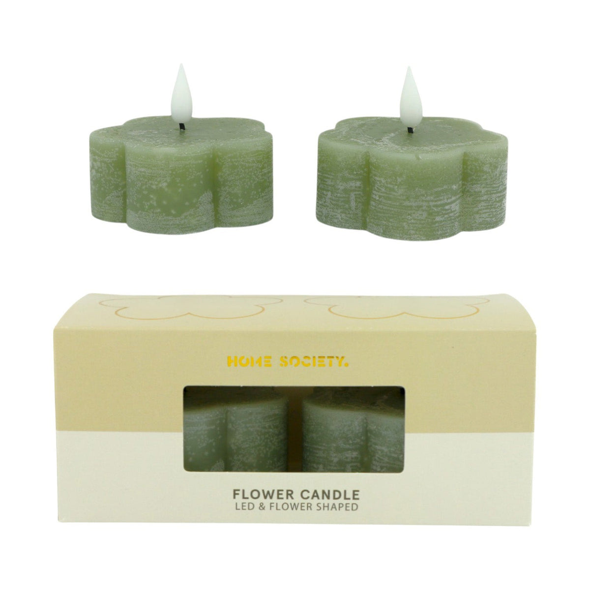 Home Society | Ledkaarsjes bloem mint (set2)