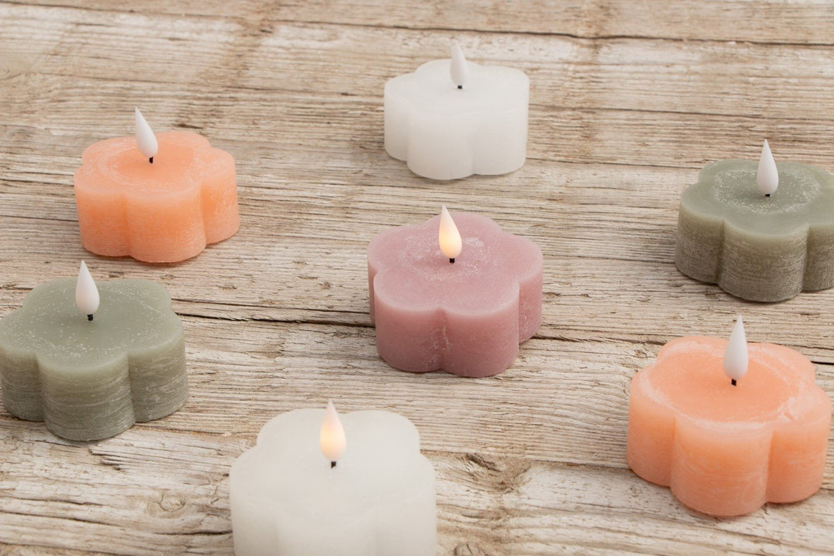 Home Society | Ledkaarsjes bloem mint (set2)