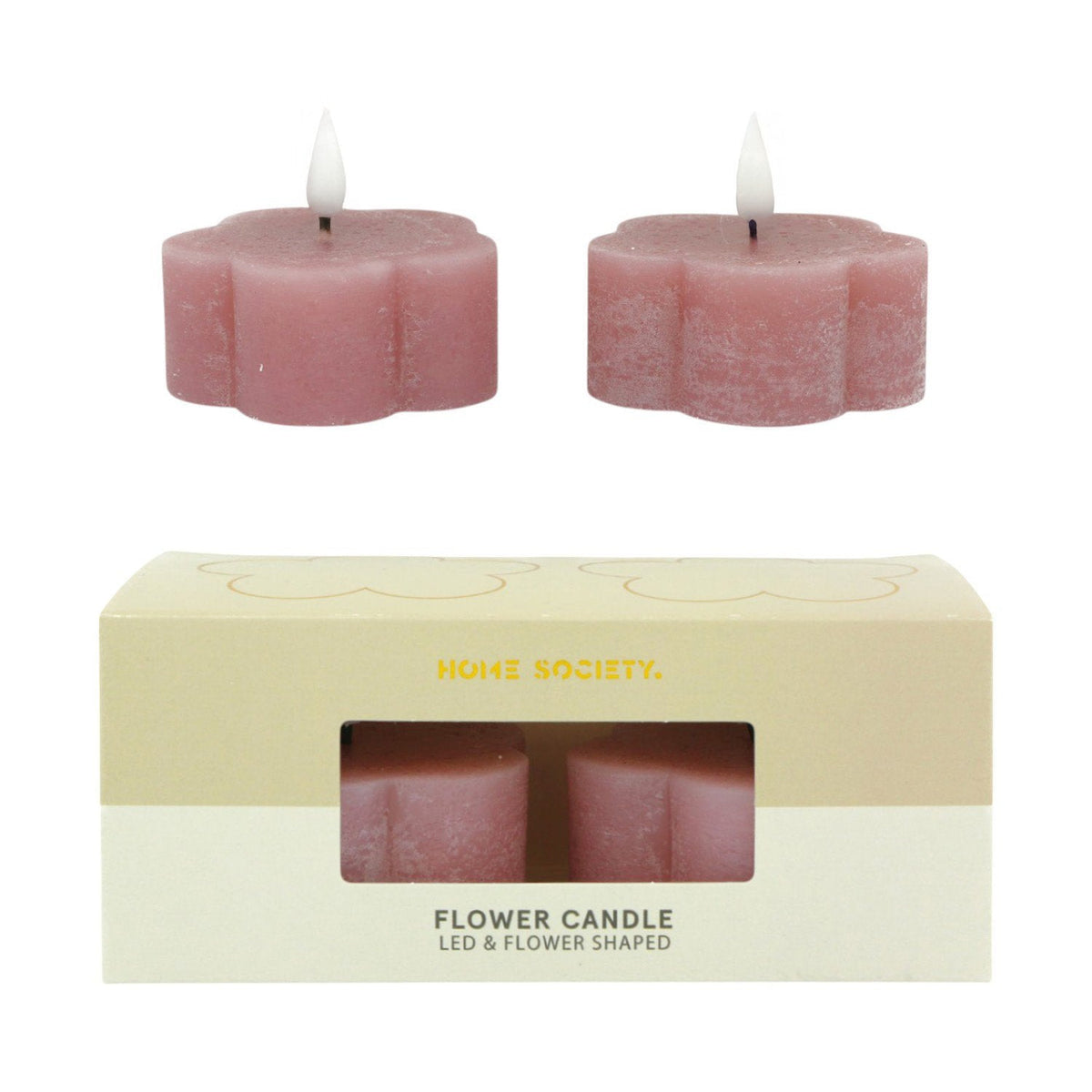 Home Society | Ledkaarsjes bloem roze (set2)