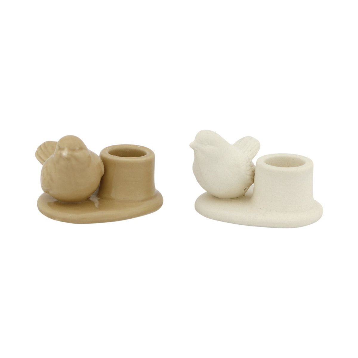 Home Society | Kandelaartje vogel wit beige (pst)