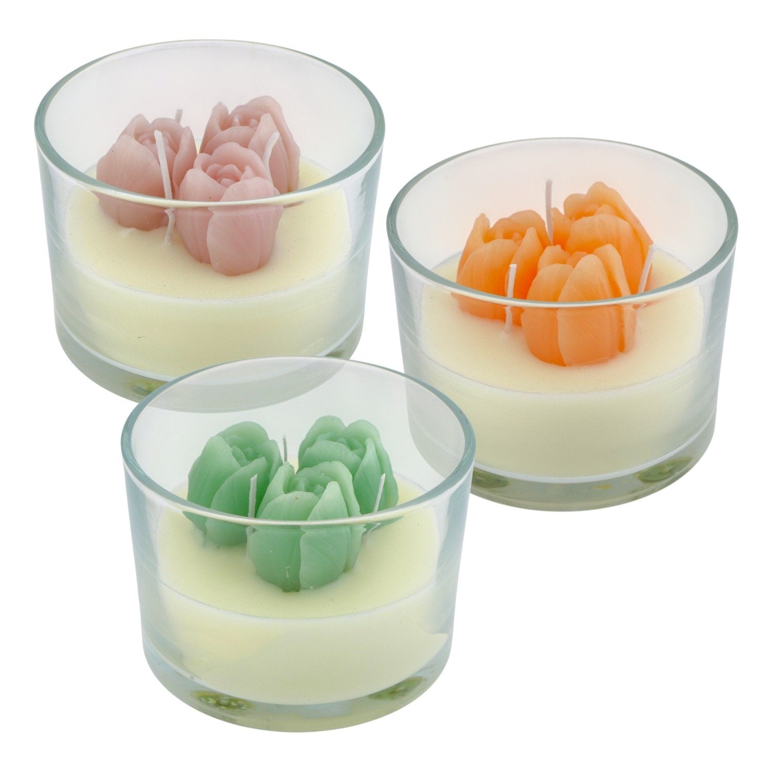 Home Society | Kaars in glas met tulpjes (pst)