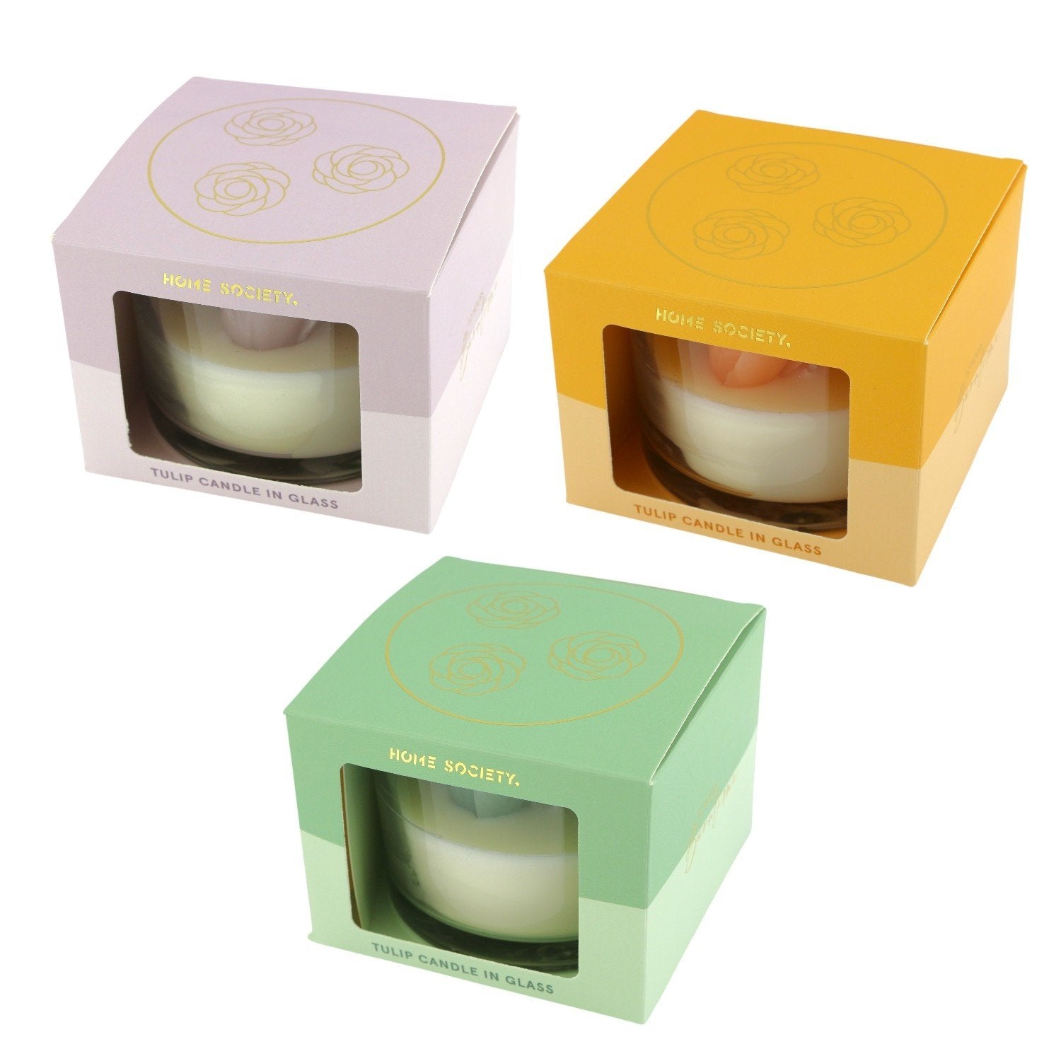 Home Society | Kaars in glas met tulpjes (pst)