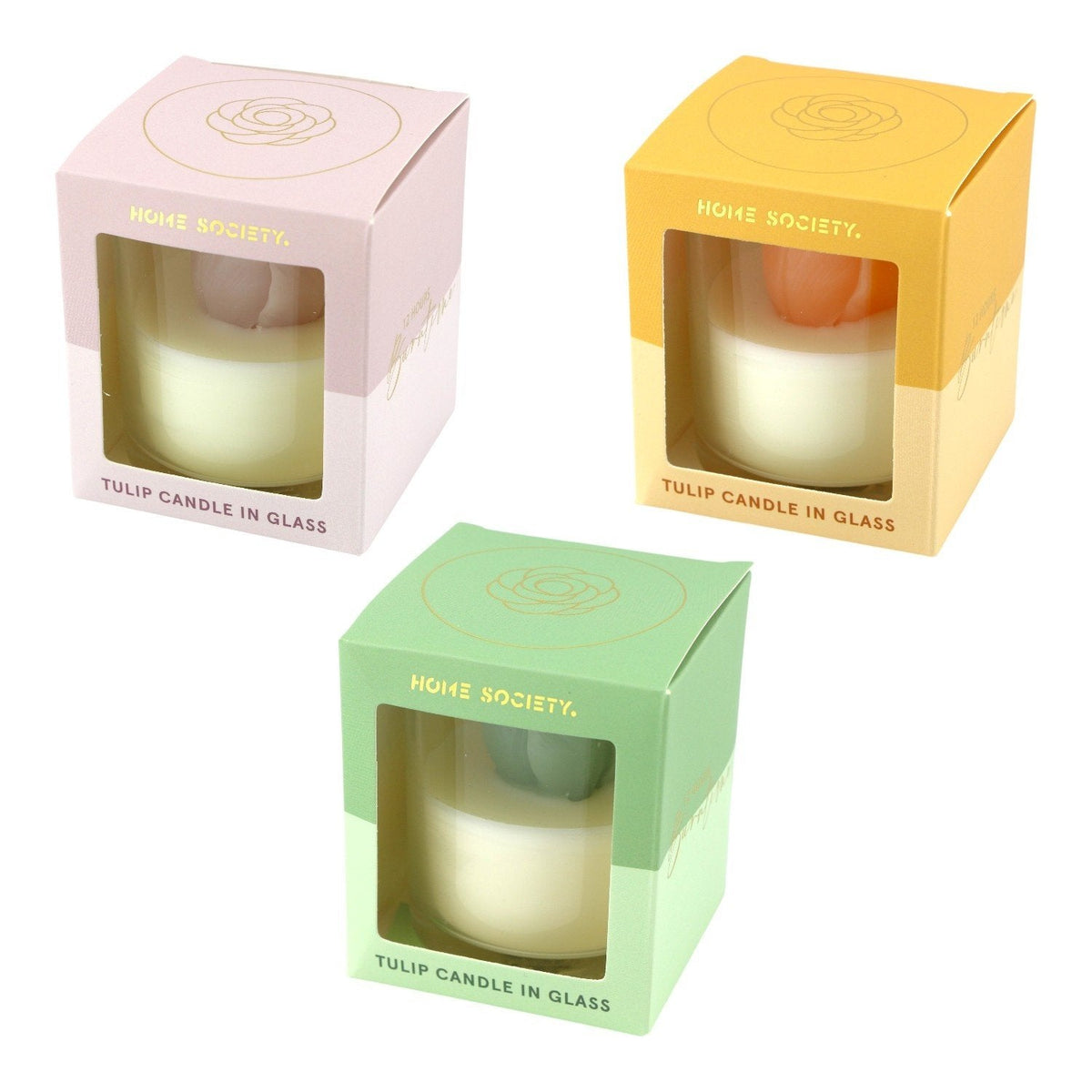 Home Society | Kaars in glas met tulp (pst)