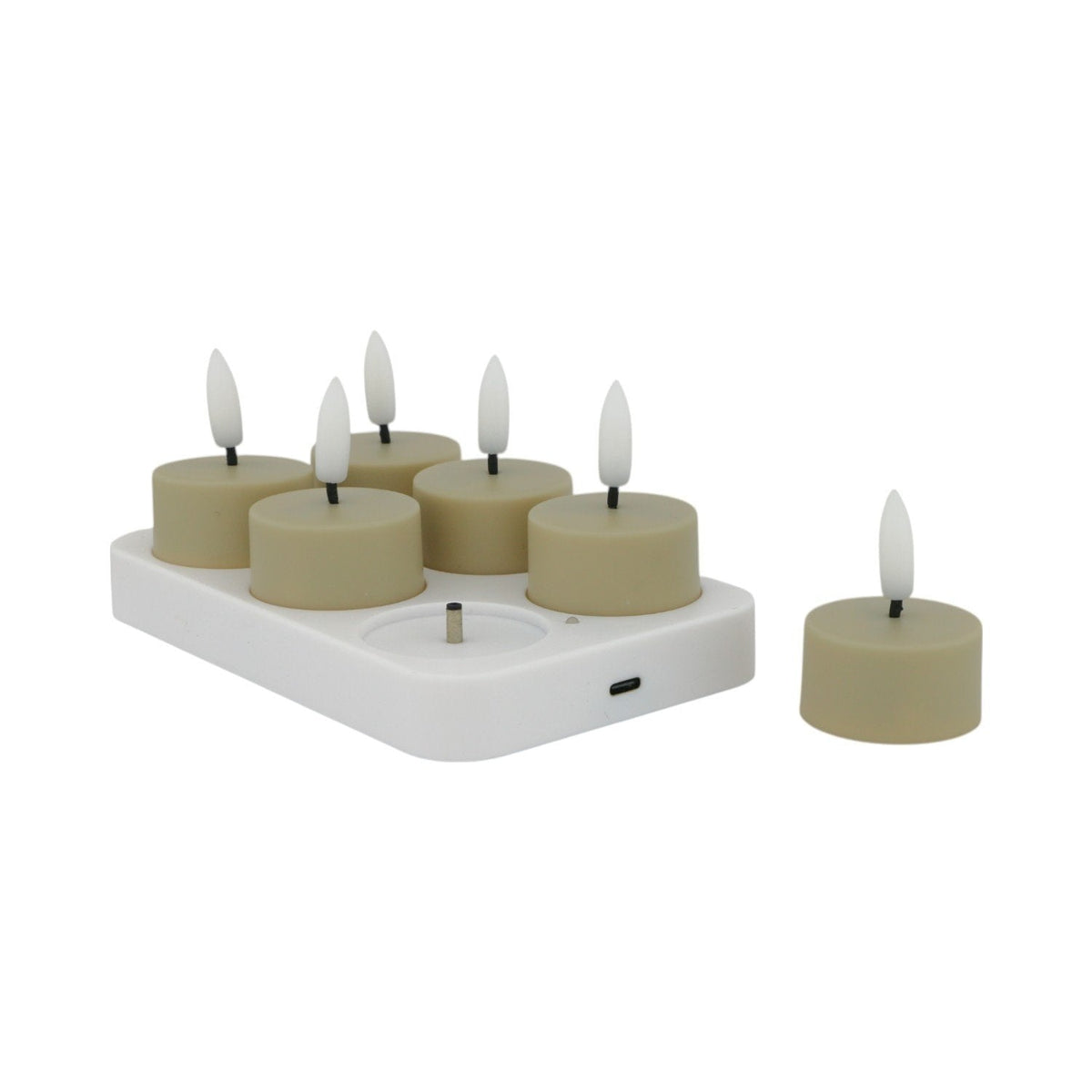 Home Society | Theelichtjes led oplaadbaar greige (set6)