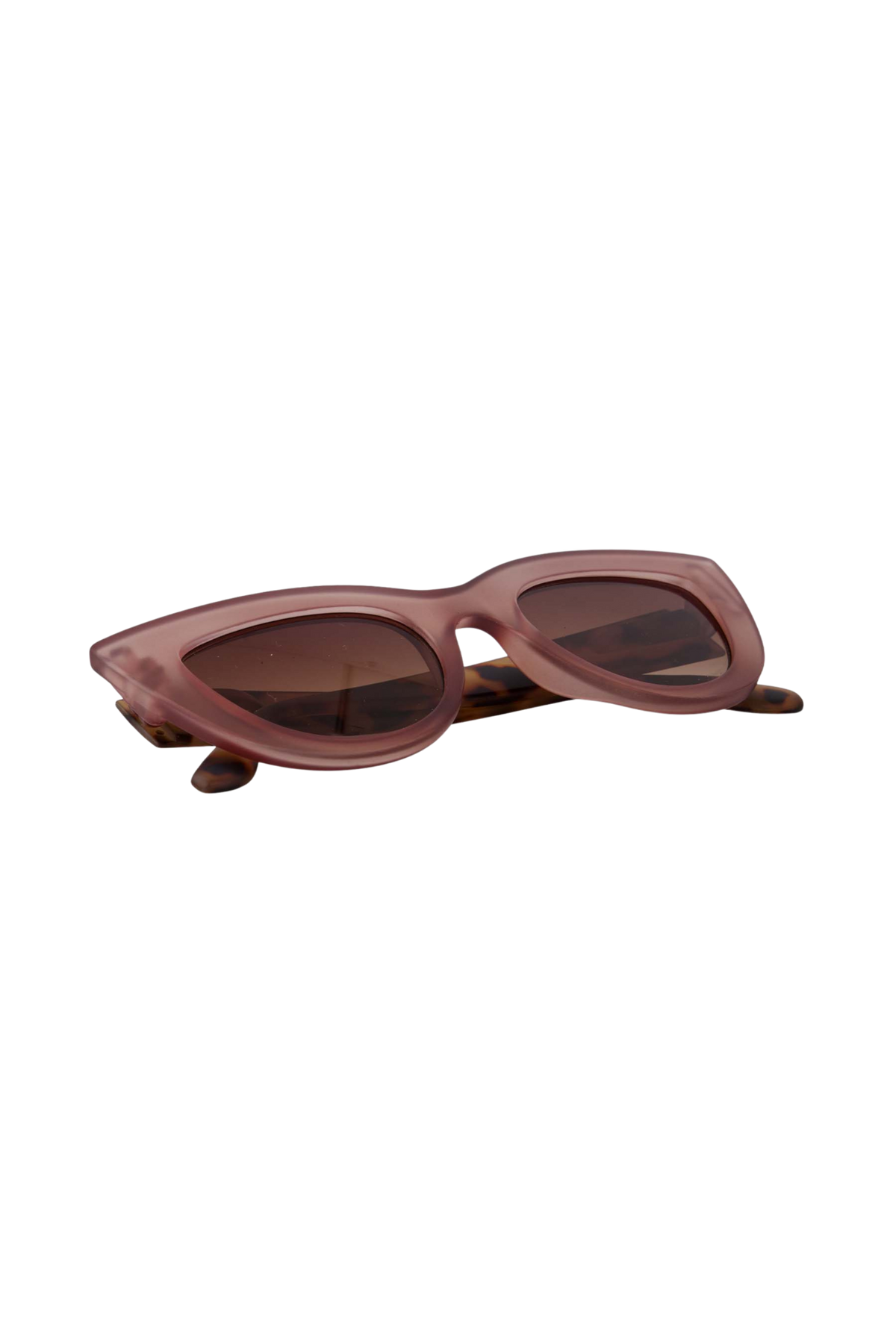 Zusss | Cat eye zonnebril met panterprint details incl koker zacht roze