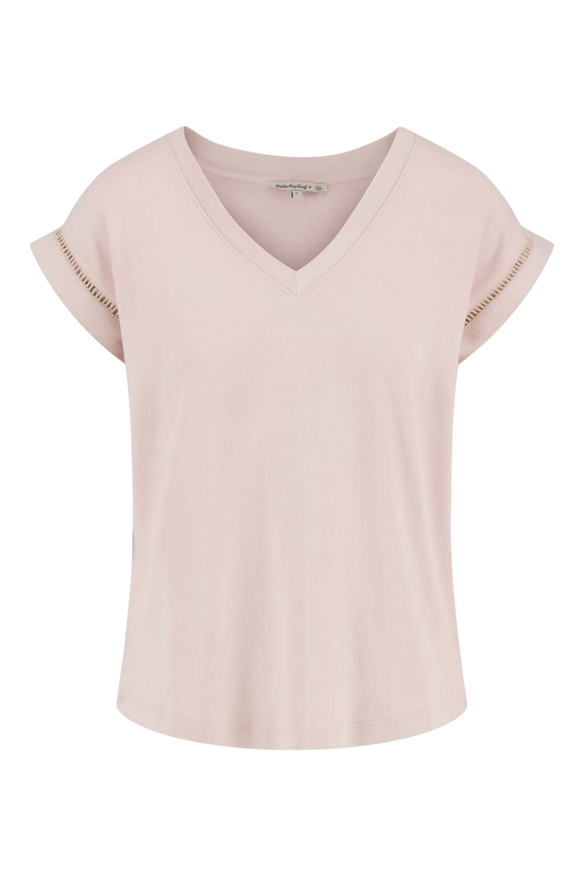 Zusss | T-shirt met opengewerkt detail soft pink