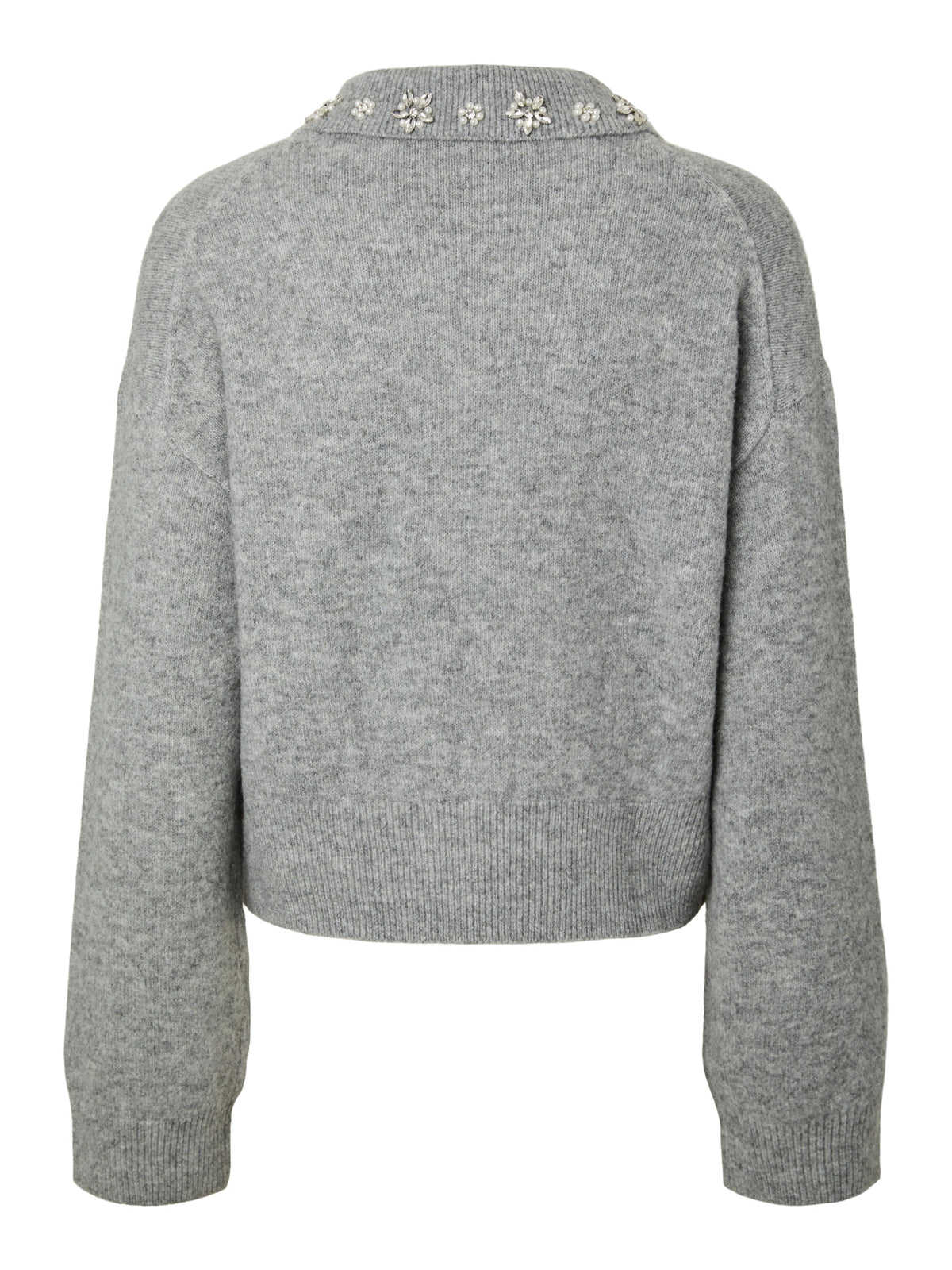 Pieces | Gebreide polo Edith met kraagdetail medium grey