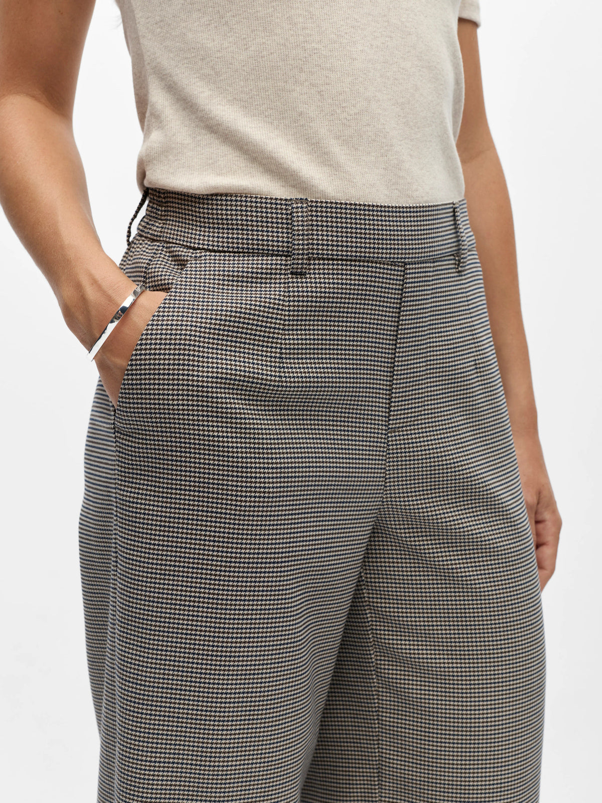 Object | Pantalon Lisa wide ruitje sky captain brown
