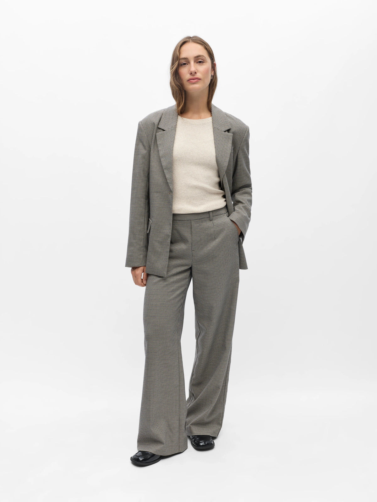 Object | Pantalon Lisa wide ruitje sky captain brown