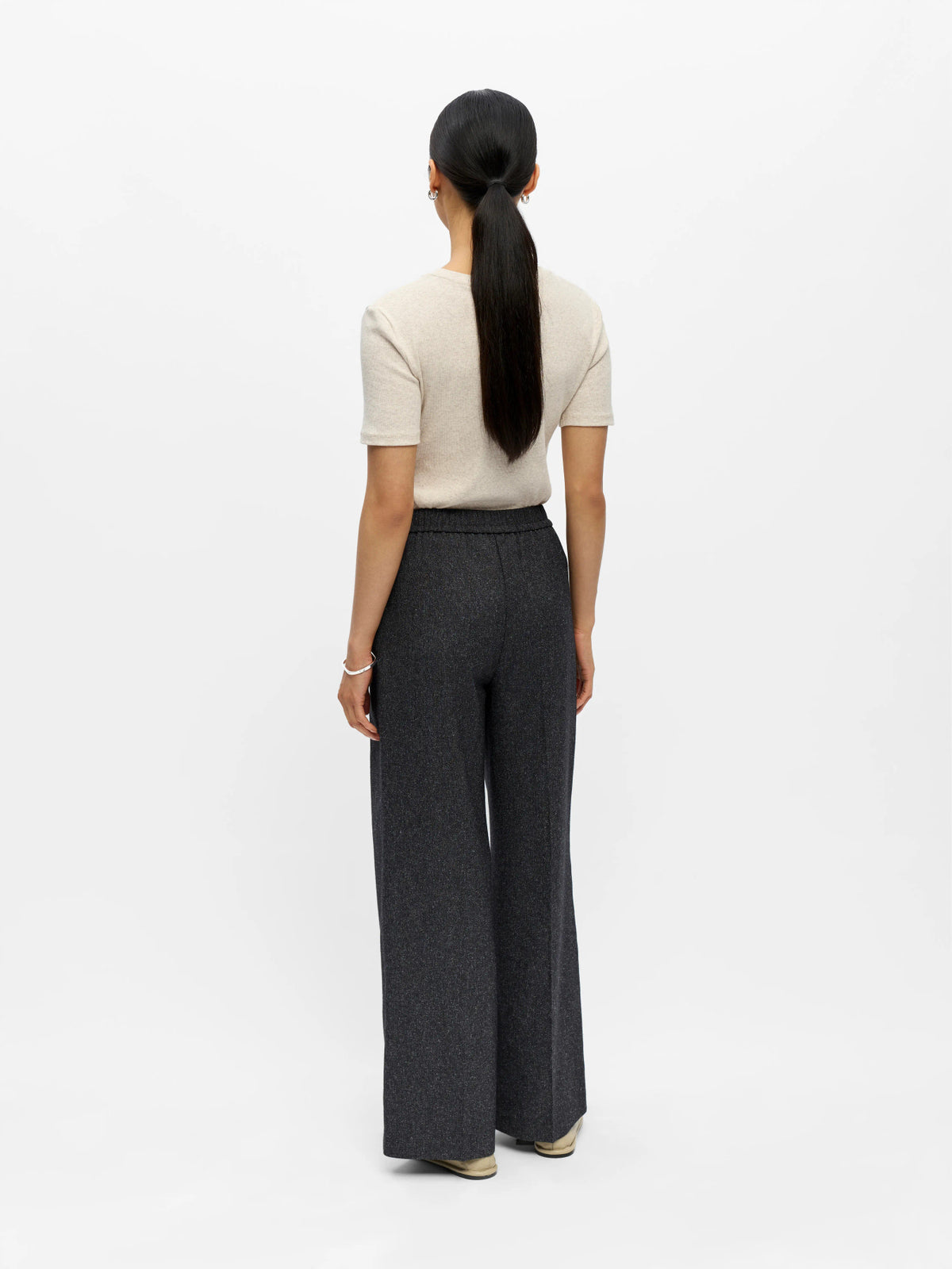 Object | Pantalon Sanja zwart gemêleerd NOOS