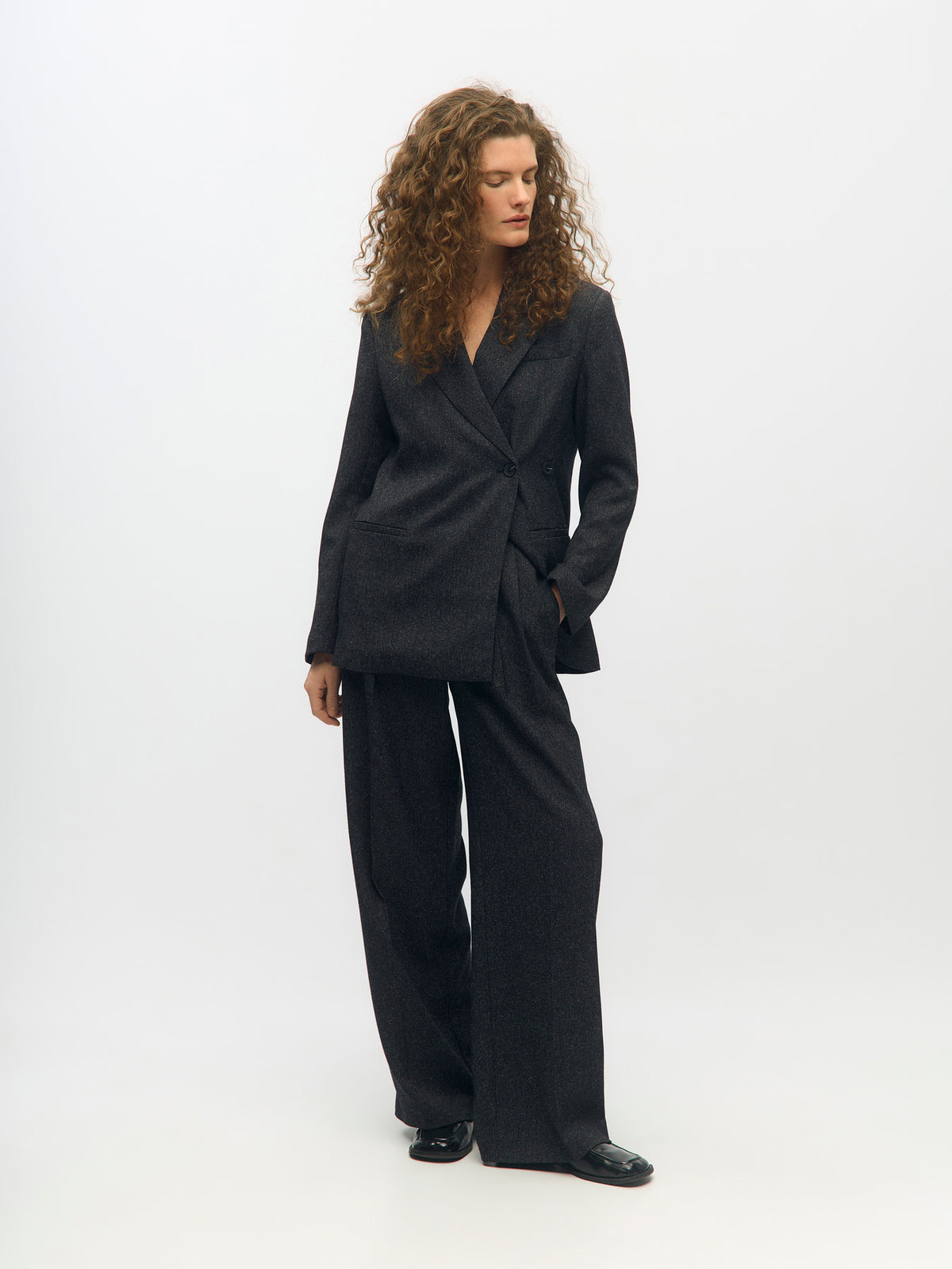 Object | Pantalon Sanja zwart gemêleerd NOOS