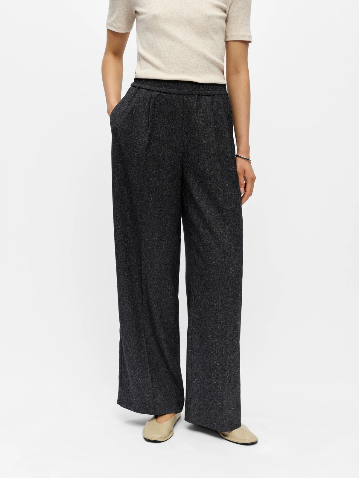 Object | Pantalon Sanja zwart gemêleerd NOOS