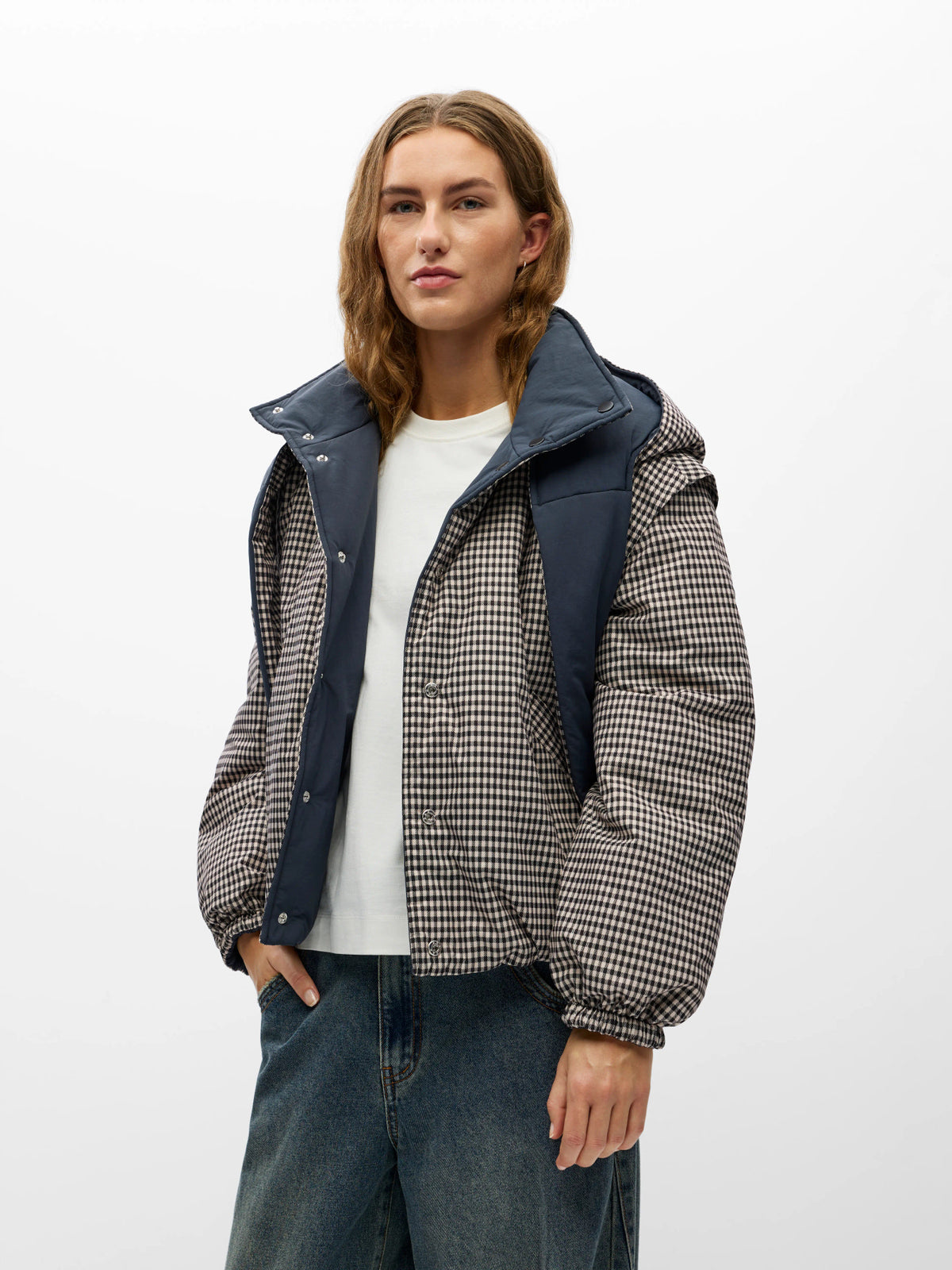 Object | Jas Timia reversible blauw met ruitjes