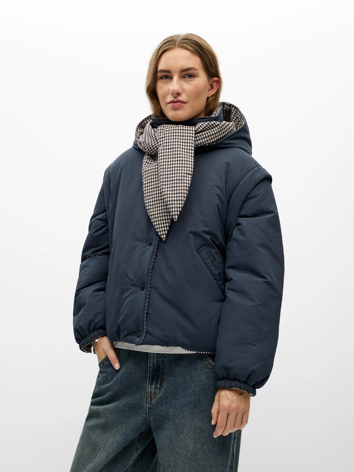 Object | Jas Timia reversible blauw met ruitjes