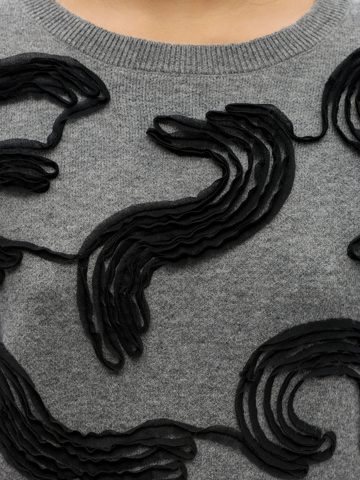 Object | Trui Farah grijs met zwart patroon