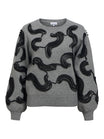 Object | Trui Farah grijs met zwart patroon