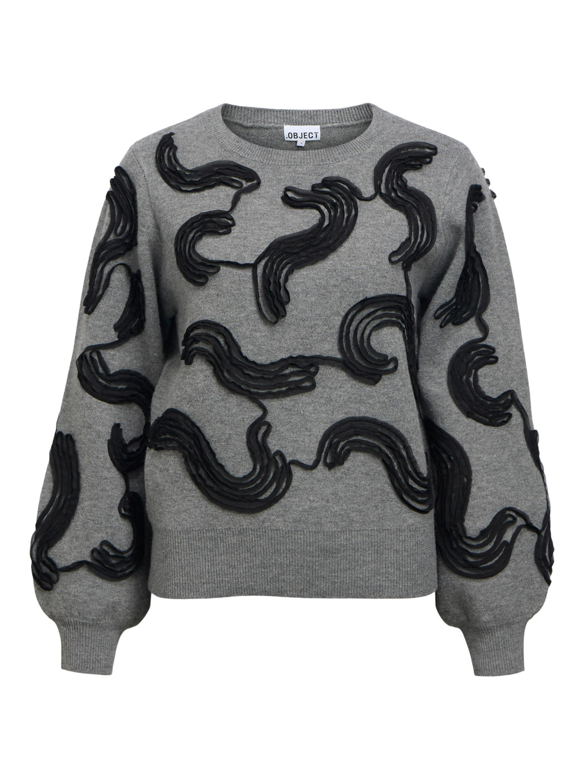 Object | Trui Farah grijs met zwart patroon