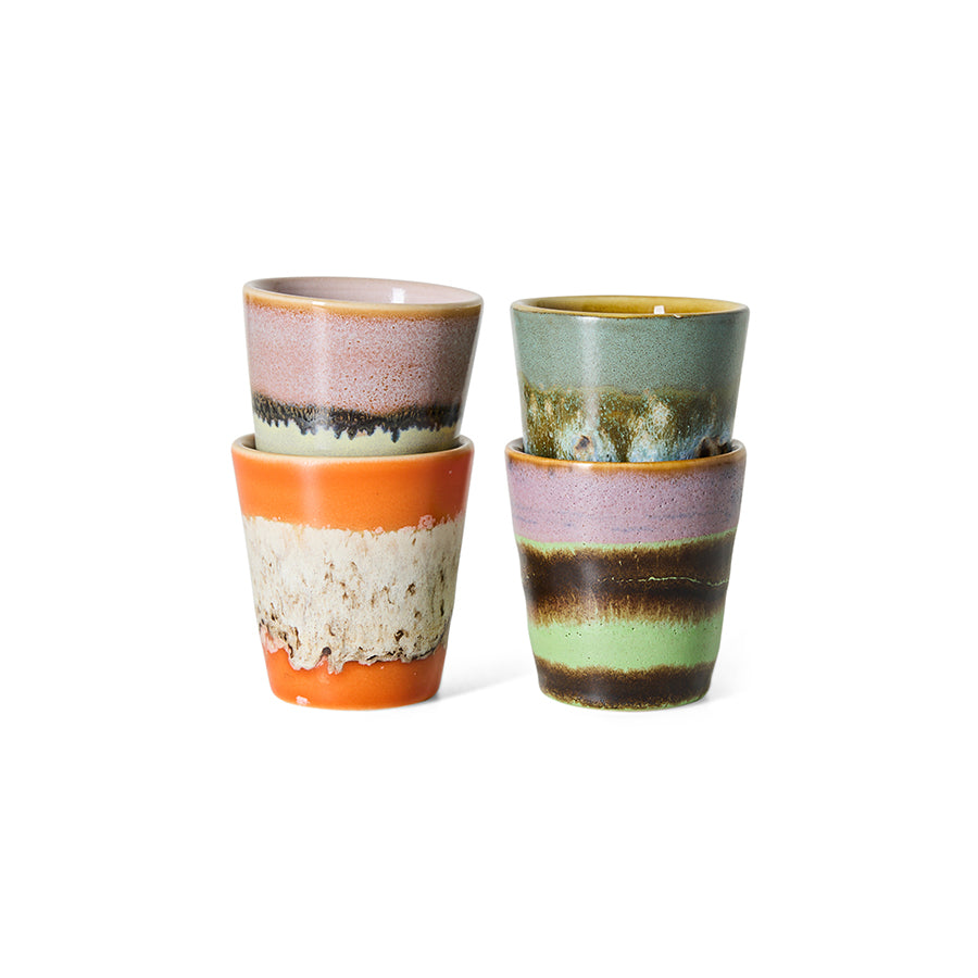 HK Living | 70s ceramics: ristretto mugs, nostalgia (set of 4)