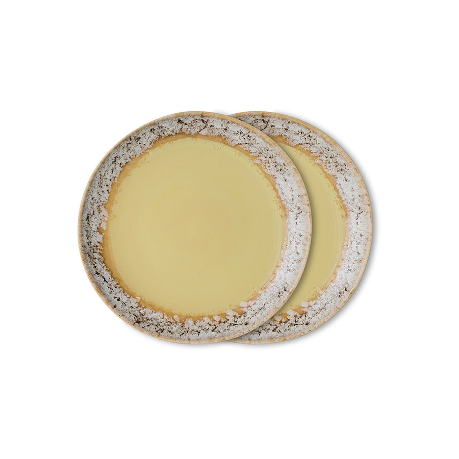 HK Living | 70s ceramics: dessert plates, custard (set of 2)