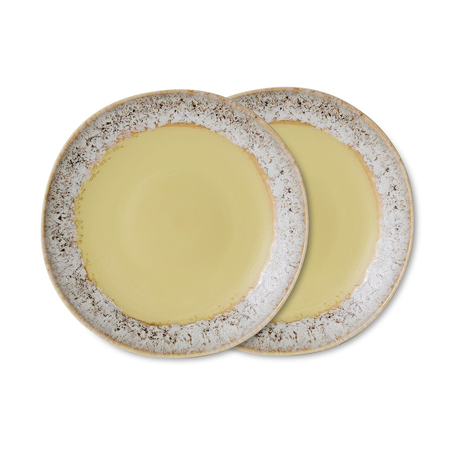 HK Living | 70s ceramics: side plates, custard (set of 2)