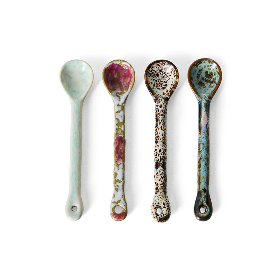 HK Living | 70s ceramics: spoons M, marine (set of 4)