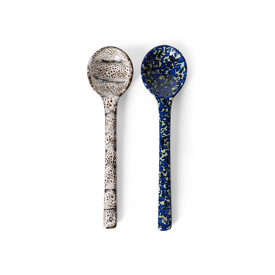 HK Living | 70s ceramics: serving spoons, blues (set of 2)