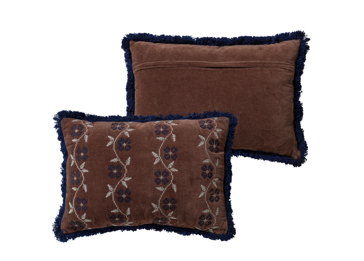 Woood | Kussen Niva brown/blue