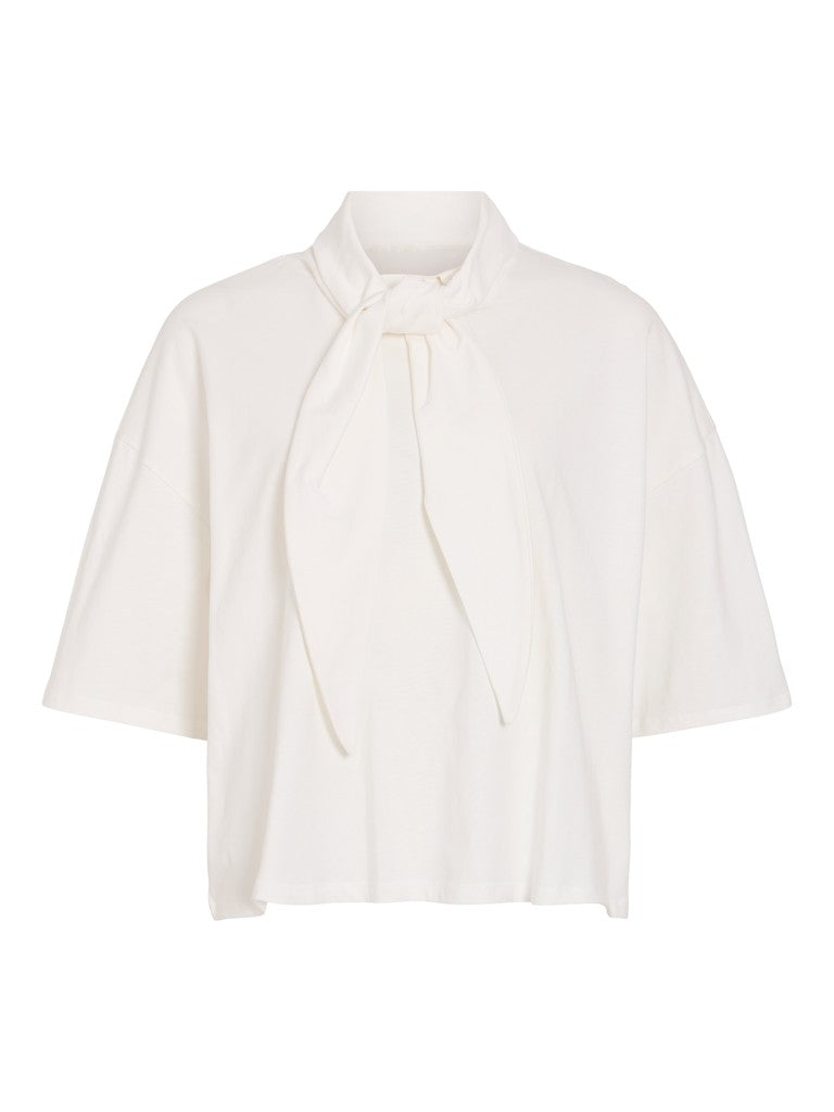 Vila | Top Uliera met sjaal cloud dancer