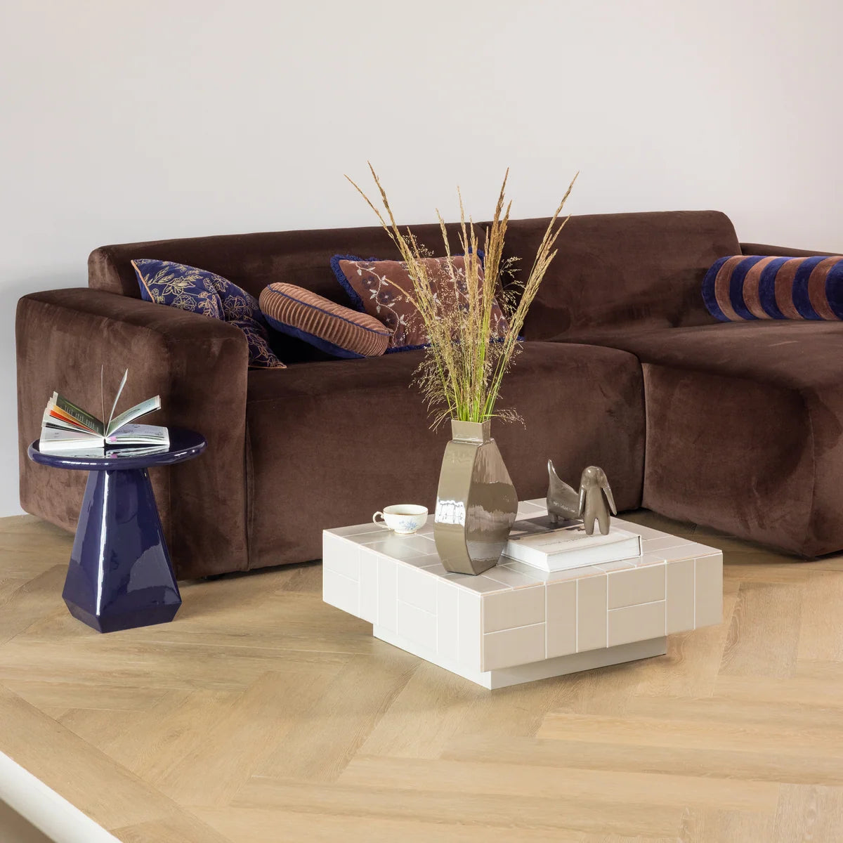Woood | Kussen Niva brown/blue