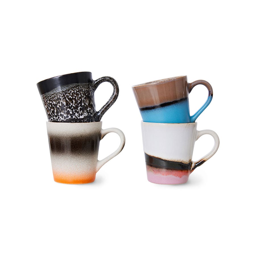 HK Living | 70's servies espressomokjes Funky set van 4