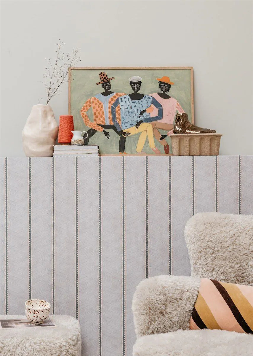 Bibelotte | Behang Chevron denimblauw
