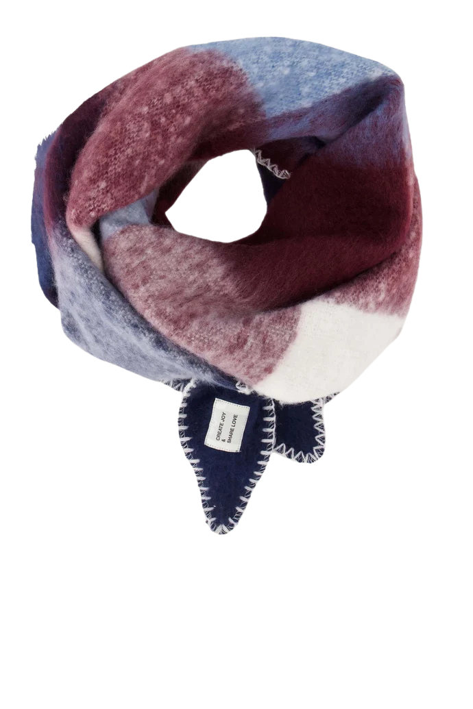Zusss | Sjaal met ruit donkerblauw burgundy