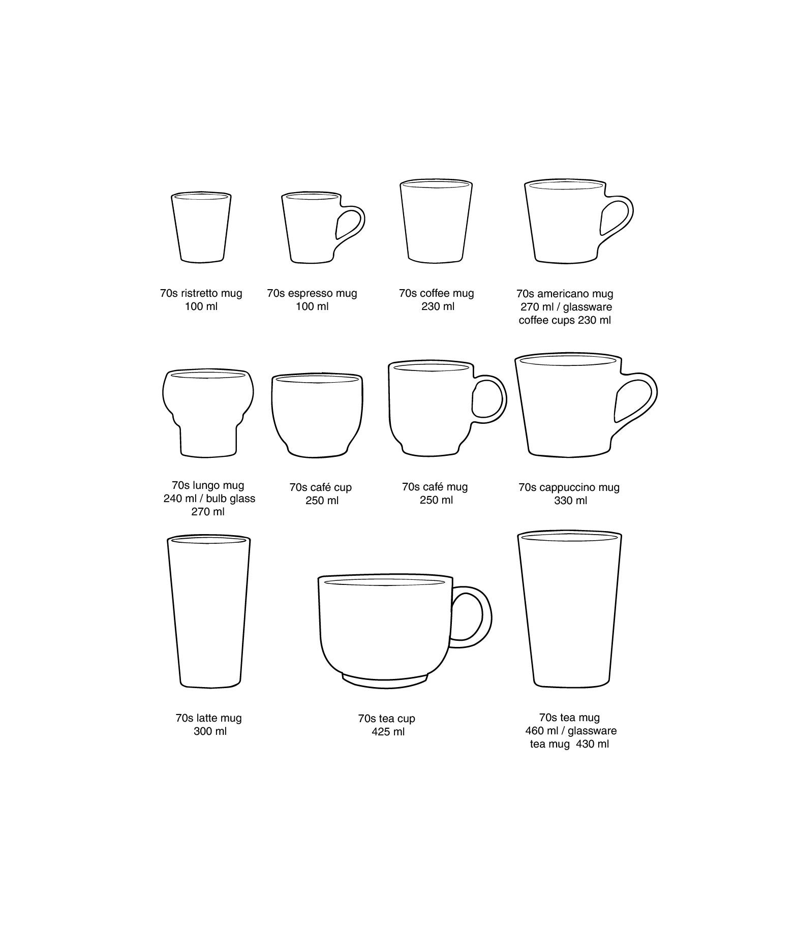 HK Living | 70's servies espressomokjes Brutalism set van 4