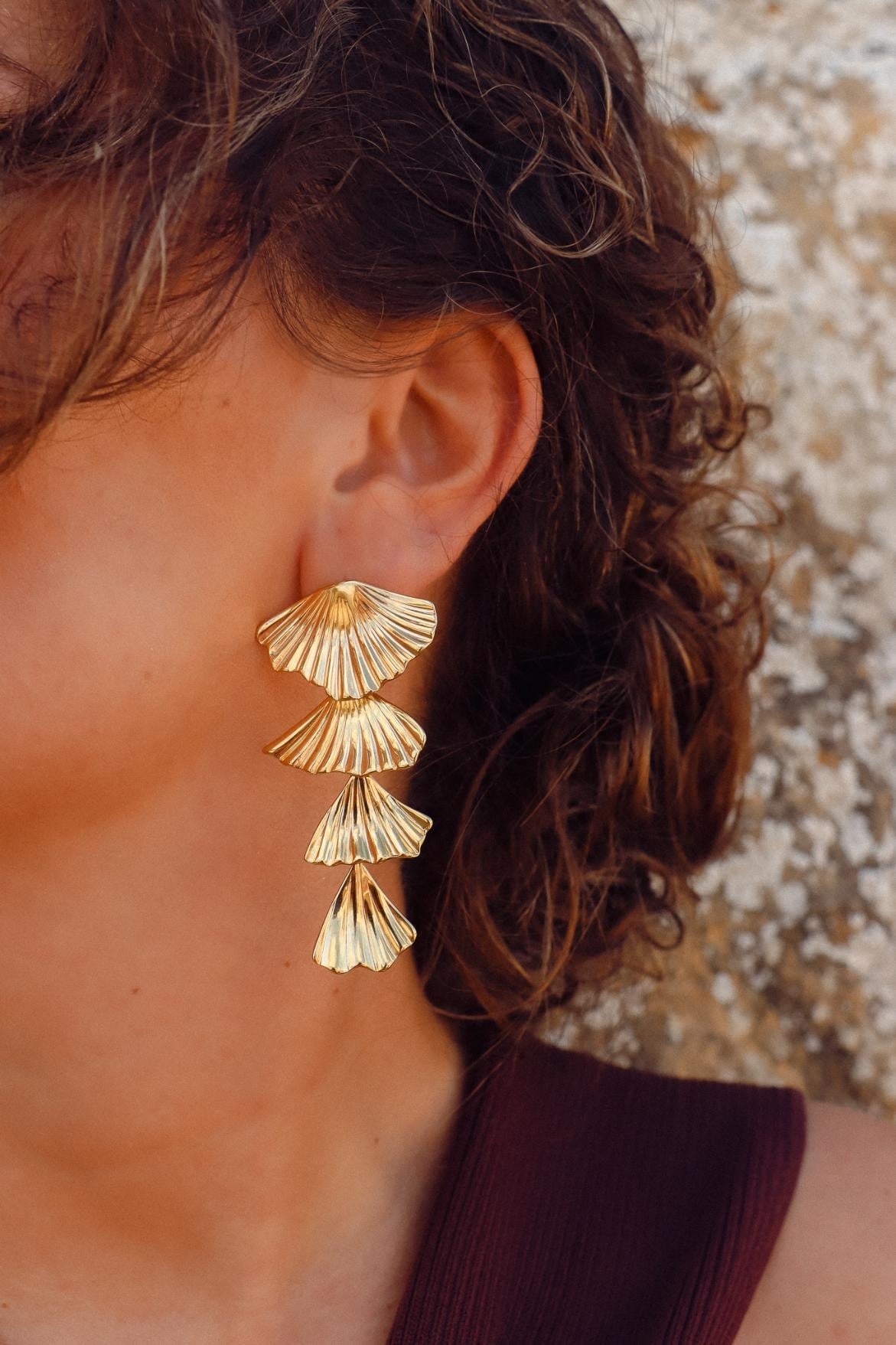 Label Kiki | Oorbellen Golden Leaf gold Set2